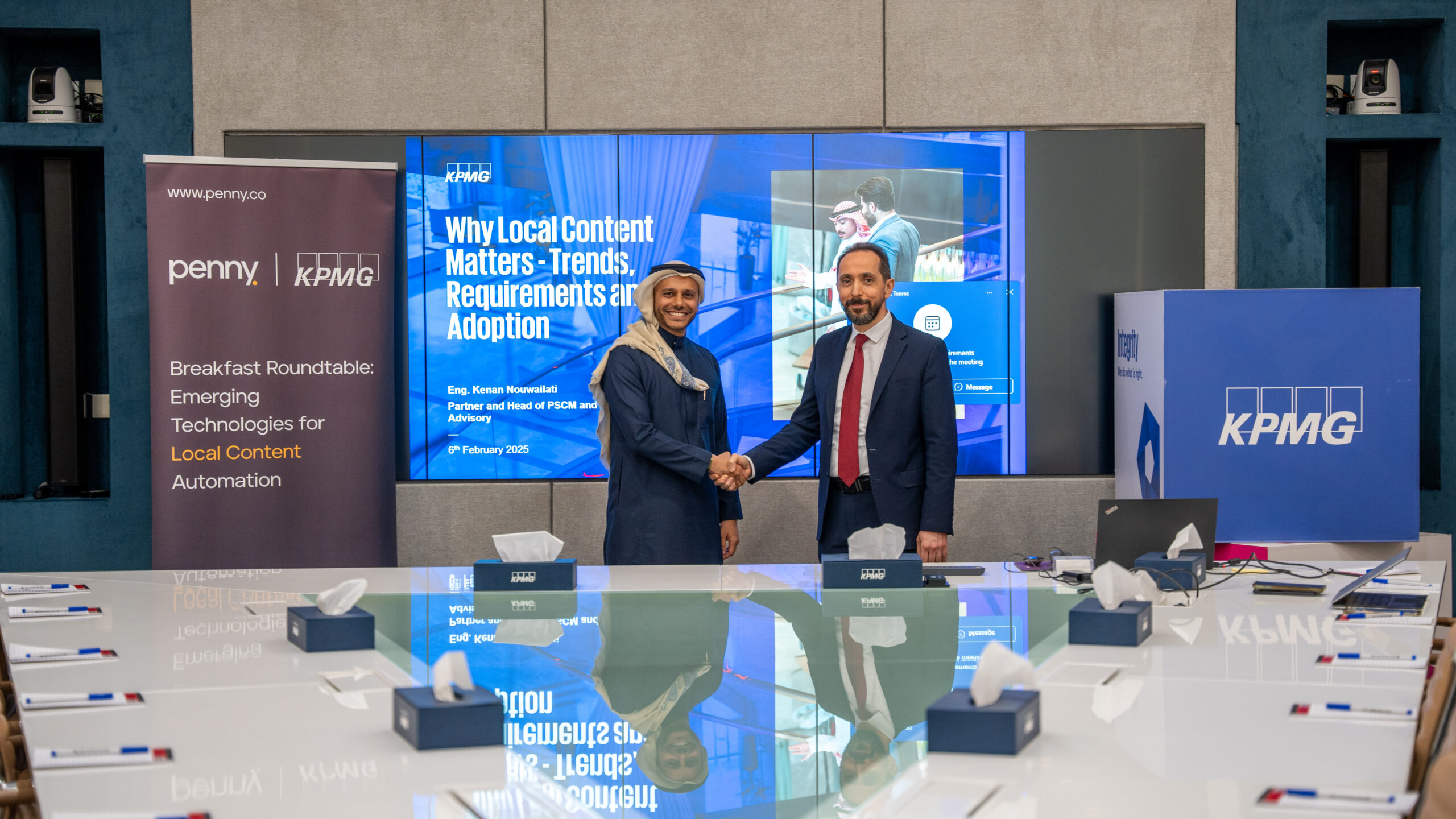 Highlight of the strategic partnership between Penny Software and KPMG, showcasing their joint efforts to advance local content automation and drive procurement digitalization in Saudi Arabia.