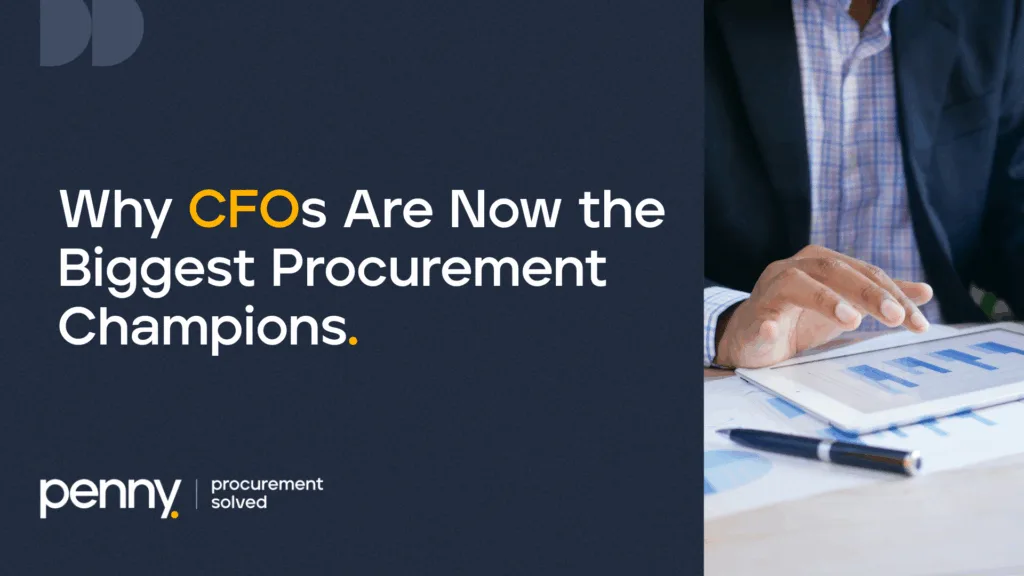 Procurement professional reviewing financial charts with text "Why CFOs Are Now the Biggest Procurement Champions"