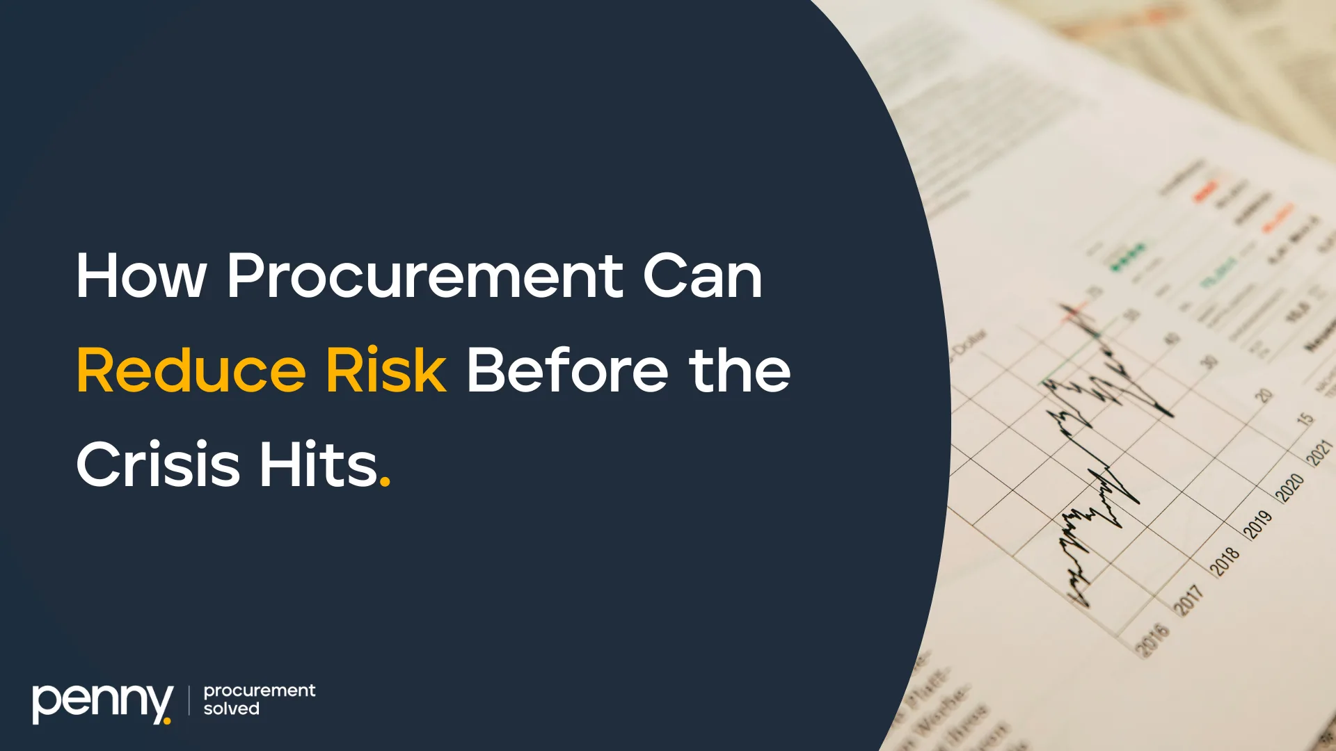 Procurement risk reduction guide with financial charts and Penny procurement solved logo