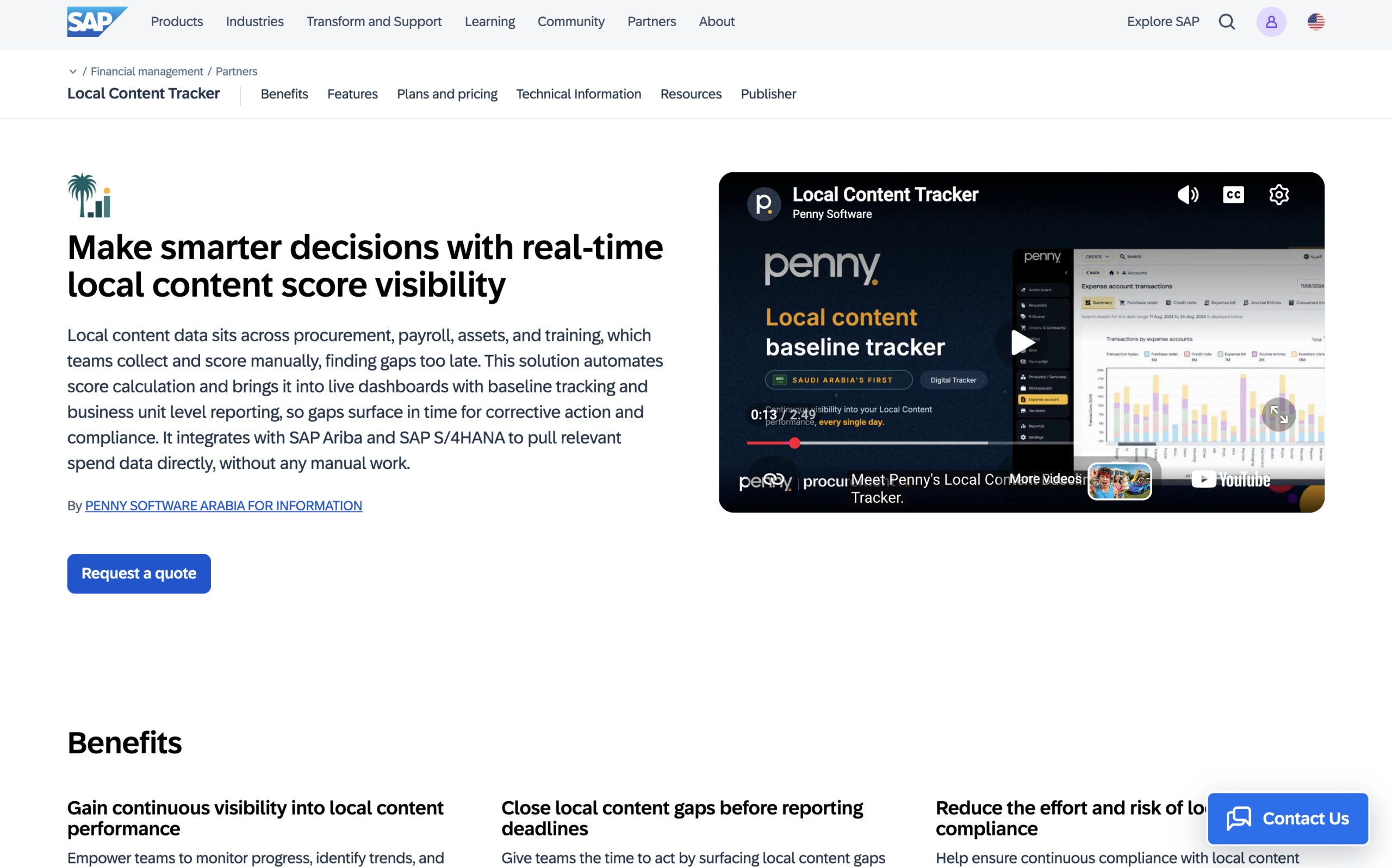 local content tracker SAP Store